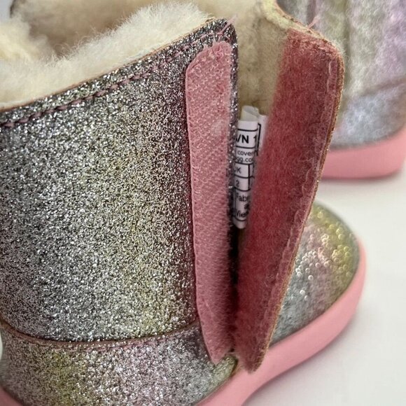 UGG® Keelan II Boot  Baby Size 2/3 in Metallic Glitter, Pink Hook & Loop Closure - Picture 13 of 15
